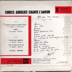 [Pochette de Chriss Argelis chante l’amour (Chriss ARGELIS) - verso]