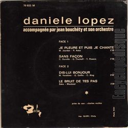 [Pochette de Je pleure et puis je chante (Danile LOPEZ) - verso]