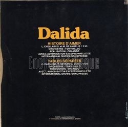 [Pochette de Histoire d’aimer (DALIDA) - verso]