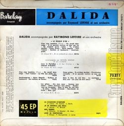 [Pochette de La chanson d’Orphe (DALIDA) - verso]