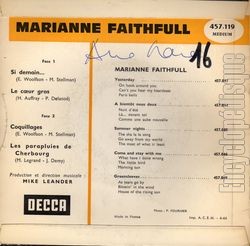 [Pochette de Marianne FAITHFULL -  Coquillages  (Les FRANCOPHILES) - verso]