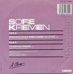 [Pochette de Personne ne m’a aime comme tu le fais (Sofie KREMEN) - verso]