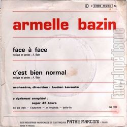 [Pochette de Face  face (Armelle BAZIN) - verso]