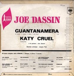 [Pochette de Guantanamera (Joe DASSIN) - verso]