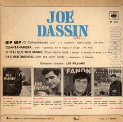 [Pochette de Bip-bip (Joe DASSIN) - verso]