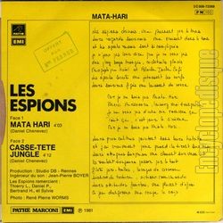 [Pochette de Mata-Hari (Les ESPIONS) - verso]