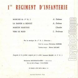 [Pochette de 1er rgiment d’infanterie (MUSIQUE MILITAIRE) - verso]