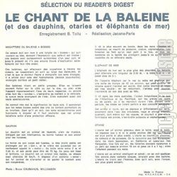 [Pochette de Le chant de la baleine (DOCUMENT) - verso]