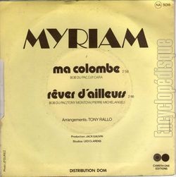 [Pochette de Ma colombe (MYRIAM) - verso]