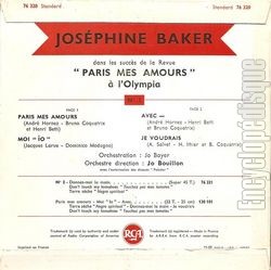 [Pochette de Paris mes amours (Josphine BAKER) - verso]