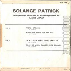 [Pochette de Viens danser (Solange PATRICK) - verso]