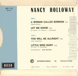 [Pochette de A woman called sorrow (Nancy HOLLOWAY) - verso]