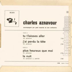 [Pochette de Tu t’laisses aller (Charles AZNAVOUR) - verso]