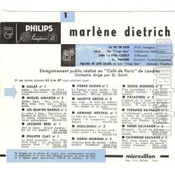 [Pochette de Lola (Marlne DIETRICH) - verso]