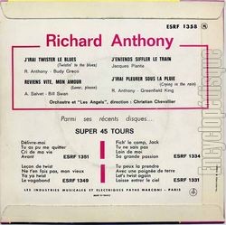 [Pochette de J’irai twister le blues (Twistin’ to the blues) (Richard ANTHONY) - verso]