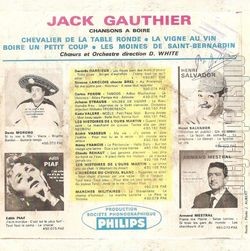 [Pochette de Chanson  boire (Jack GAUTHIER) - verso]