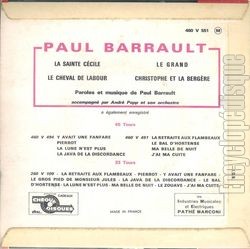 [Pochette de La Sainte-Ccile (Paul BARRAULT) - verso]