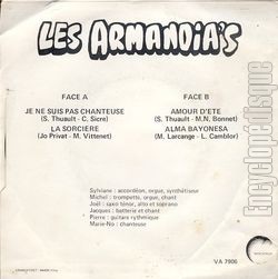 [Pochette de Je ne suis pas chanteuse (Les ARMANDIA’S) - verso]