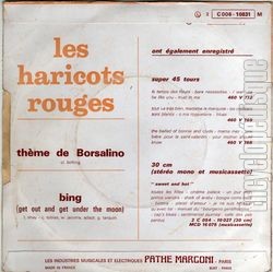 [Pochette de Thme de Borsalino (Les HARICOTS ROUGES) - verso]