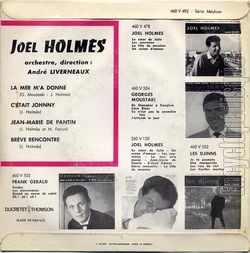 [Pochette de La mer m’a donn (Jol HOLMS) - verso]