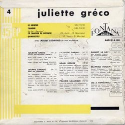 [Pochette de Le guinche (Juliette GRCO) - verso]