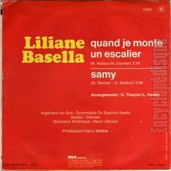 [Pochette de Quand je monte un escalier (Liliane BASELLA) - verso]