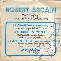 [Pochette de La chanson de Bayonne (Robert ASCAIN) - verso]