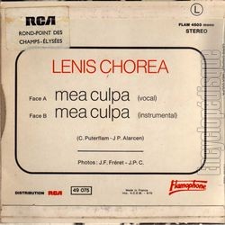 [Pochette de Mea culpa (LENIS CHOREA) - verso]