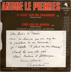 [Pochette de Il pleut sur ma chaumire (Andr LE PIERRES) - verso]