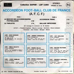 [Pochette de La marche des accordonistes footballeurs (ACCORDON FOOT-BALL CLUB DE FRANCE (A.F.C.F.)) - verso]