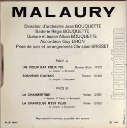 [Pochette de Un cœur bat pour toi (MALAURY) - verso]