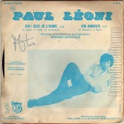 [Pochette de Oh ! Que je l’aime (Paul LONI) - verso]