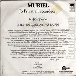 [Pochette de Le chacal (MURIEL (2)) - verso]