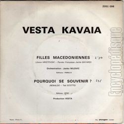 [Pochette de Filles macdoniennes (Vesta KAVAA) - verso]