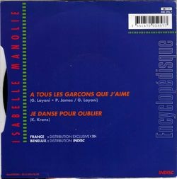 [Pochette de  tous les garons que j’aime (Isabelle MANOLIE) - verso]