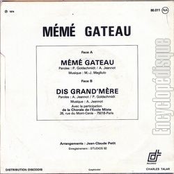 [Pochette de Mm Gateau (MM GATEAU) - verso]