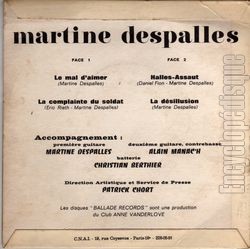 [Pochette de Le mal d’aimer (Martine DESPALLES) - verso]