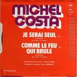 [Pochette de Je serai seul (Michel COSTA) - verso]