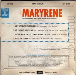 [Pochette de Je t’appelais monsieur (MARYRNE) - verso]