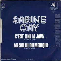 [Pochette de C’est fini la java (Sabine CAY) - verso]