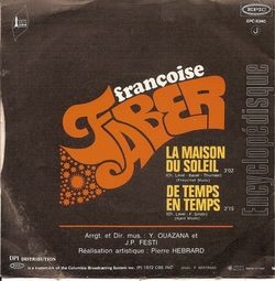 [Pochette de La maison du soleil (Franoise FABER) - verso]