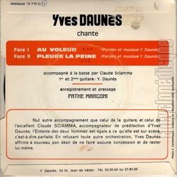 [Pochette de Au voleur (Yves DAUNS) - verso]