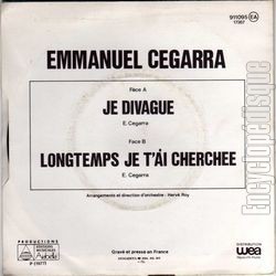 [Pochette de Je divague (Emmanuel CEGARRA) - verso]