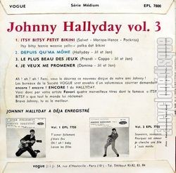 [Pochette de Itsy bitsy petit bikini (Johnny HALLYDAY) - verso]