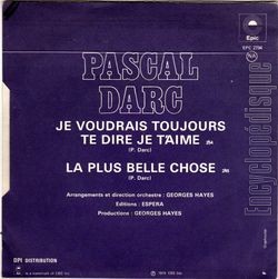 [Pochette de Je voudrais toujours te dire je t’aime (Pascal DARC) - verso]