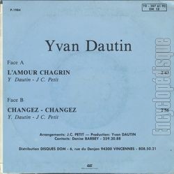 [Pochette de L’amour chagrin (Yvan DAUTIN) - verso]