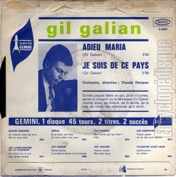 [Pochette de Adieu Maria (Gil GALIAN) - verso]