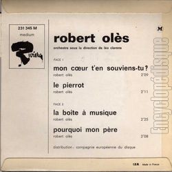 [Pochette de Mon cœur, t’en souviens-tu ? (Robert OLES) - verso]