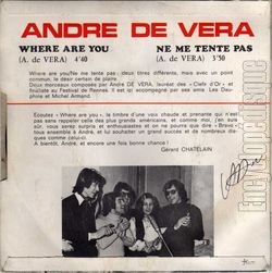 [Pochette de Where are you (Andr DE VERA) - verso]