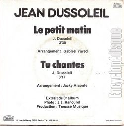 [Pochette de Le petit matin (Jean DUSSOLEIL) - verso]